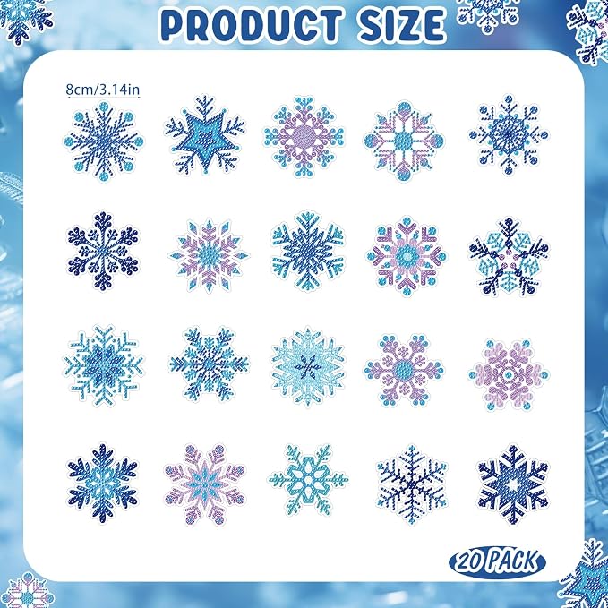 Tondiamo 20 Pcs Snowflake Diamond Painting Keychain Kits
