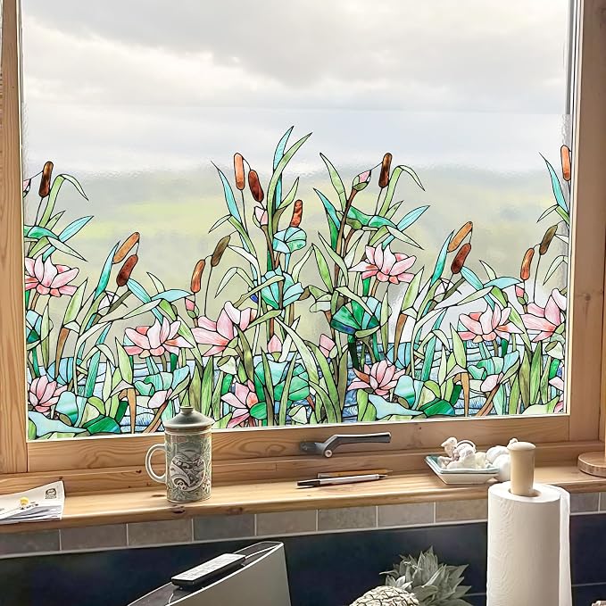 ADD.HERES Stained Glass Window Film, Window Film Decorative, 17.5 x 39.37in