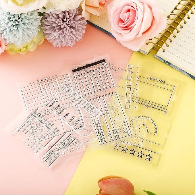 Zonon 18 Pieces Journal Stamps Clear Planner Stamps DIY Crafts