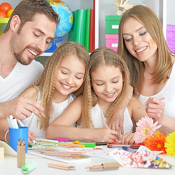 32 Pack Mini Drawing Colored Pencils with Sharpener Mini Drawing Pencils Set for Kids 3.3inch Short Fat Color Pencils in Tube Coloring Pencil Bulk for Adult Coloring Books, Classroom School Drawing