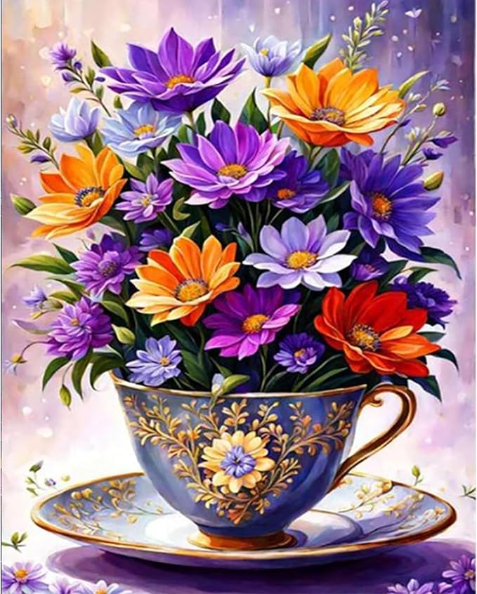 Arttoplus Flowers Paint by Numbers Kit for Adults Beginner 16x20 inch | Flowers Adult Paint by Number Kits on Canvas, Floral Oil Acrylic Painting by Numbers for Gift Home Wall Decor (Without Frame)