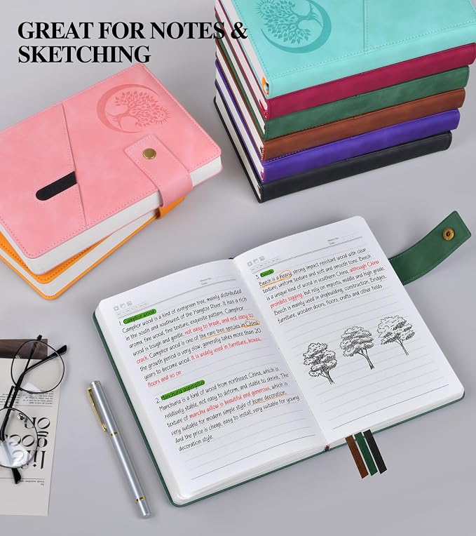 PAIBAS Lined Journal Notebook for Men, A5 Leather Journals for Writing Women, Hardcover Notebooks for Work,School,Note Taking,Travel,Business,Personal daily Diary,200 Page College Ruled (5.9" x 8.4")