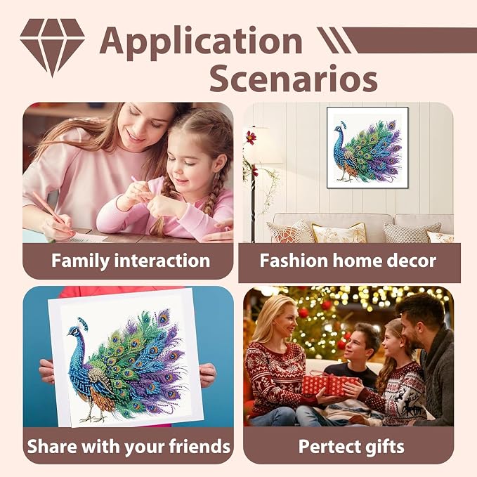 Peacock Diamond Art Kits for Adults Special Shape Diamond Painting