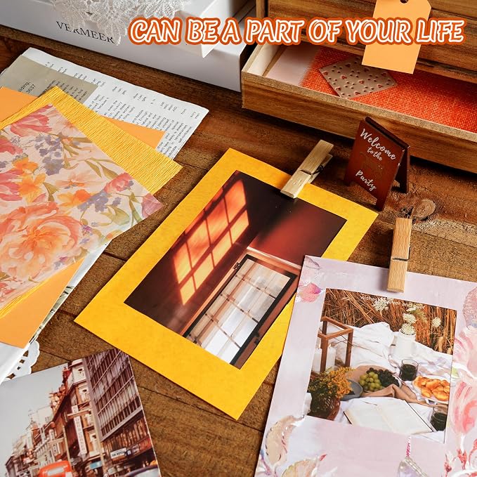 50 Sheets Orange Scrapbook Paper Textured Mesh Fabric Assorted