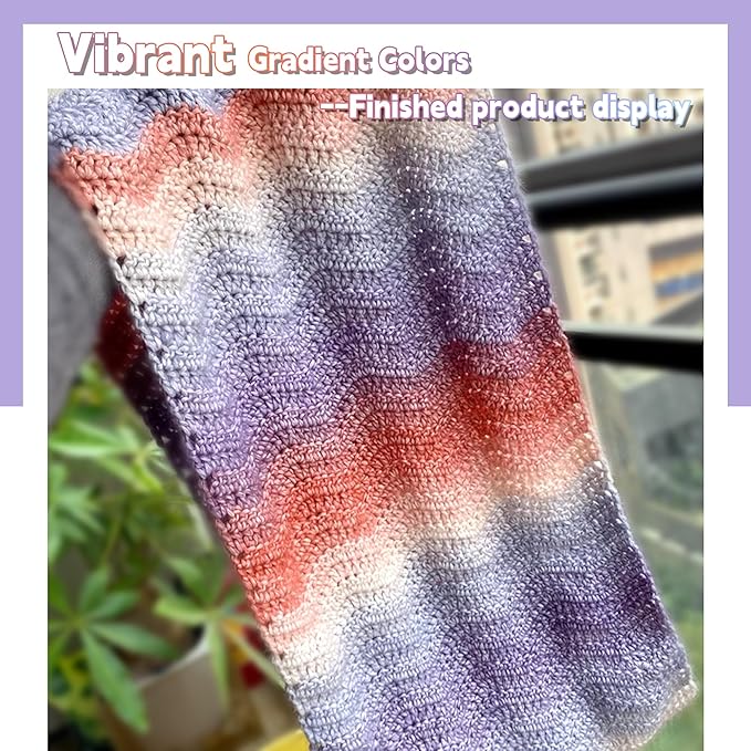 Katech 4 Pack Gradient Cake Yarn for Crocheting-Fairyland Yarn-Super Soft | 100g/3.52 oz-DK Light Weight #3-60% Cotton 30% Acrylic 10% Wool-Perfect for Scarves, Shawls, Blankets and Garments(L)