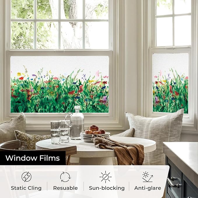ADD.HERES Stained Glass Window Film, Window Film Decorative, 17.5 x 78.7 in