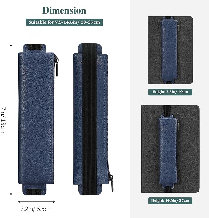 MoKo Elastic Pen Holder for Notebook, 4 Pack PU Leather Pencil Pouches