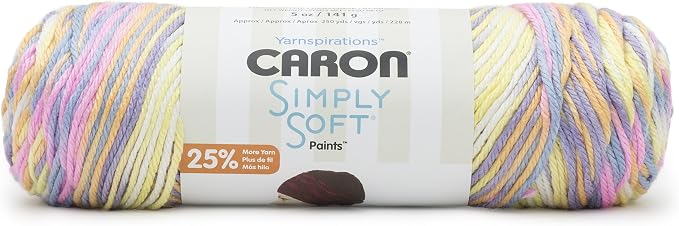 Caron Simply Soft Paints Yarn for Crocheting, Baby Brights, 3-Pack