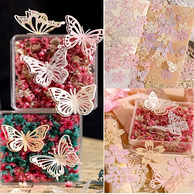 300 Pieces Mini Flowers Collage Paper Pack, Scrapbooking Supplies