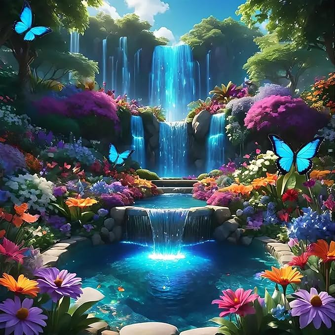 Landscape Scenery Paint by Numbers Kit for Adults Beginner 16X16 inch | Waterfall Adult Paint by Number Kits on Canvas, DIY Acrylic Oil Easy Painting by Numbers for Home Wall Decor (Without Frame)