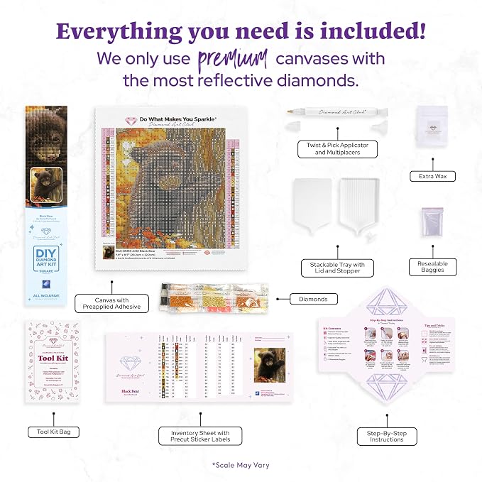DIAMOND ART CLUB Black Bear Diamond Art Kits for Adults