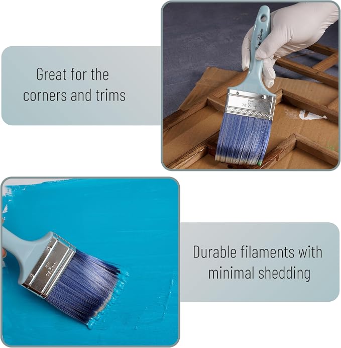 Bates Vintage Color Plastic Handle Paint Brushes - 4 Pack, Stain & Furniture Brushes, Ideal for Walls & Painting