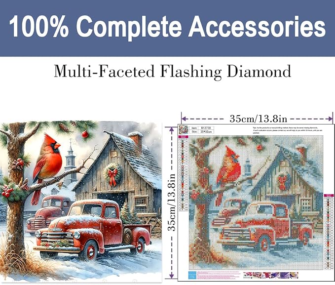 ijbnhd Christmas Diamond Art Kit for Adults Christmas Truck 14x14in