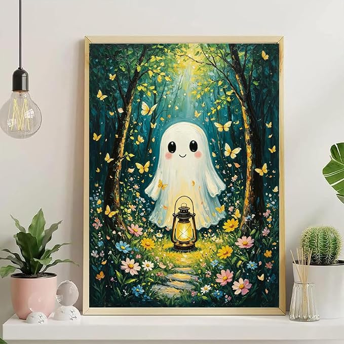 YarnWhimsy Ghost Paint by Numbers for Adults, Halloween Painting by Number