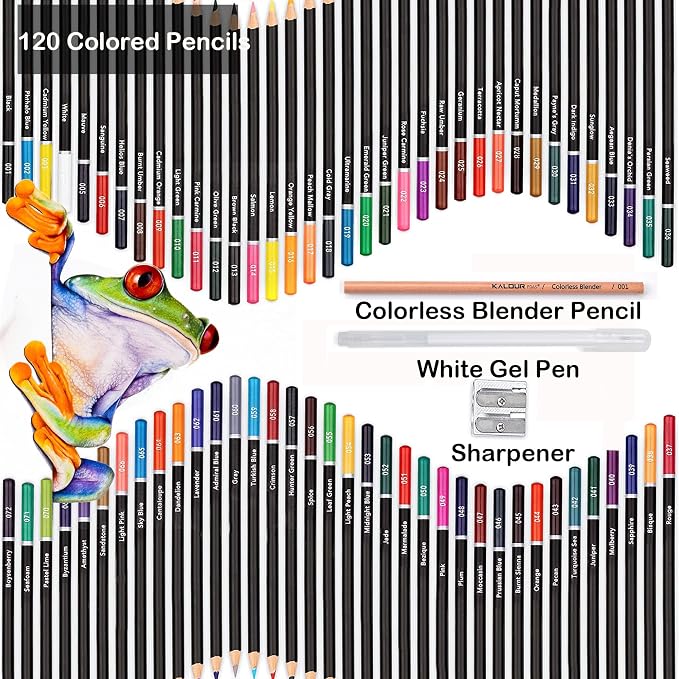 KALOUR Premium Colored Pencils,Set of 120 Colors,Artists Soft Core with Vibrant Color,Ideal for Drawing Sketching Shading,Coloring Pencils for Adults Beginners