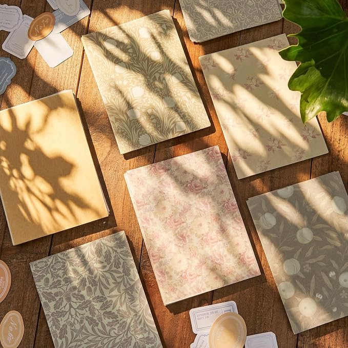 240 Sheets Vintage Floral Scrapbook Supplies, 4.1x5.8 Inch