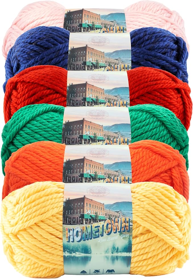 Lion Brand Yarn, Hometown Super Bulky Yarn, Spectrum Pack, 6 Skeins