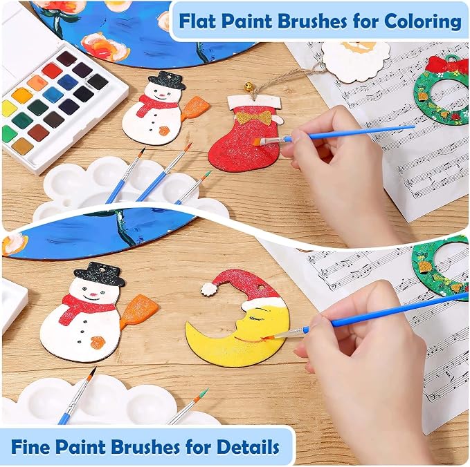 Small Paint Brushes Bulk, Anezus 100 Pcs Flat and Round Pointed Brushes Craft Paint Brushes for Classroom Watercolor Canvas Face Painting