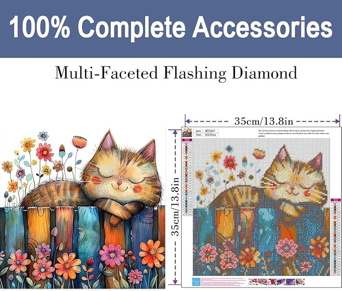 ijbnhd Cat Diamond Art Kits for Adults Diamond Painting14X14inch