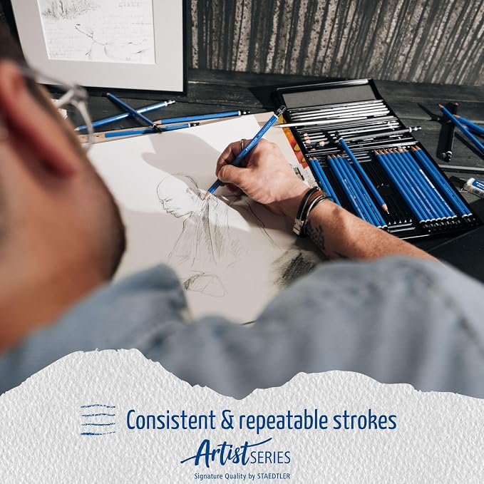 STAEDTLER Mars Lumograph Art Drawing Pencils (12-Pack) - Sustainable, Break-Resistant Graphite, Metal Case | Sustainable, Break-Resistant Graphite, Metal Case