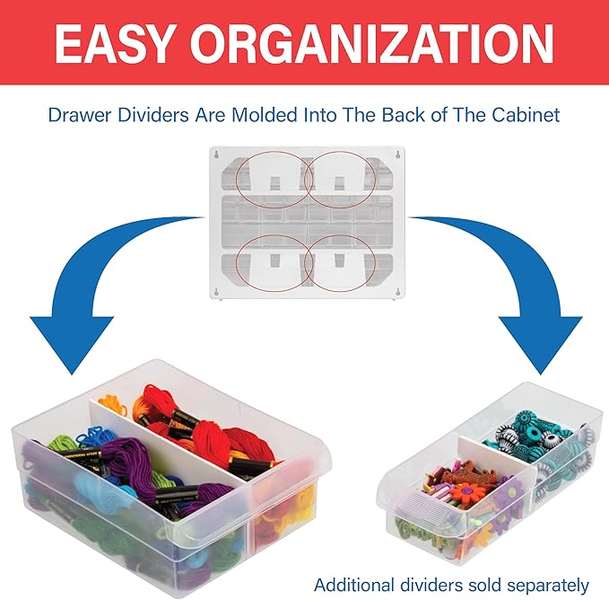 Akro-Mils 24-Drawer Plastic Storage Cabinet, 20"W x 6"D x 16"H, Yellow | Plastic Cabinet w/ Drawers for Garage Organization, Beads, Building Bricks Storage, Teacher Toolbox, Makeup Organizer, 10124
