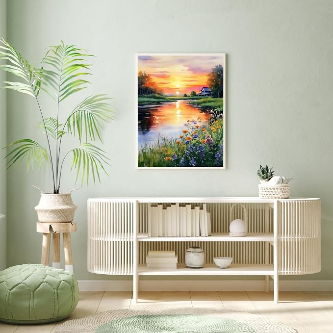 Yunruily Paint by Numbers Kits for Adults - Landscape Paint by Numbers for Adults Canvas,Sunset Paint by Number Adult for Gifts Home Wall Decor 16x20inch