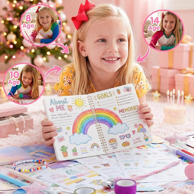 Poaoed DIY Journal Kit for Girls Ages 8-14, Scrapbook & Diary Kit, Gift Set