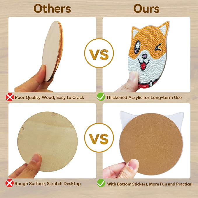 Vcekract 6 Pcs Dog Diamond Art Coasters Kit for Adults | Diamond Painting Coasters with Holder & Protective Backing, Diamond Art Adult Crafts for Table Home Decoration