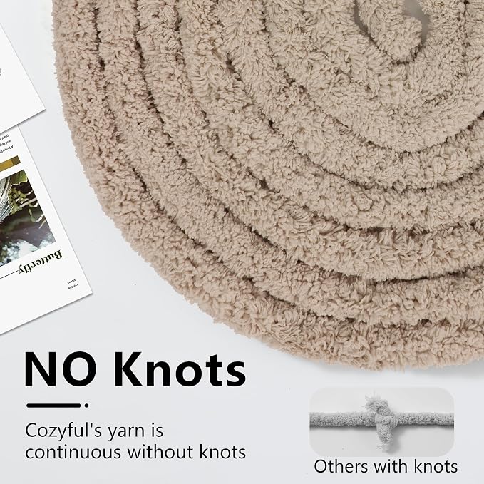 Cozyful Chunky Yarn for Hand Knitting - #10 Chunky Chenille Yarn, Jumbo Big Thick Chunky Yarns for Crocheting, Super Bulky Chunky Knit Blanket Yarns, 8 Skein (22yd, 8oz/Skein), Khaki & Coffee