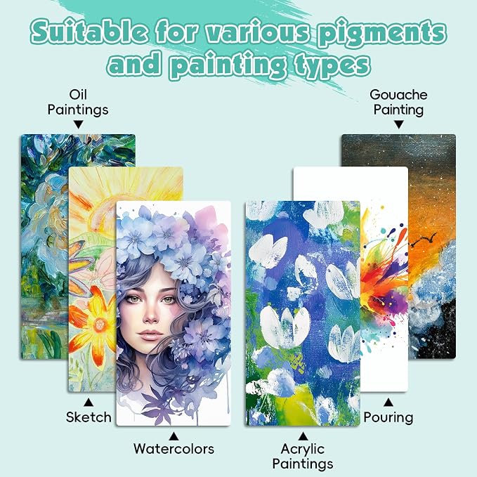 ESRICH Long Canvas for Painting 24x48 Inch, 3Pack Stretched Canvas for Painting, Primed Acid-Free Cotton Rectangular Blank Canvases, Art Paint Canvases for Oil,Watercolor,Acrylic Paint,Gouache