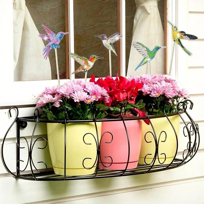 Vcekract 8Pcs Hummingbird Diamond Art Kits for Adults, DIY Garden Decor