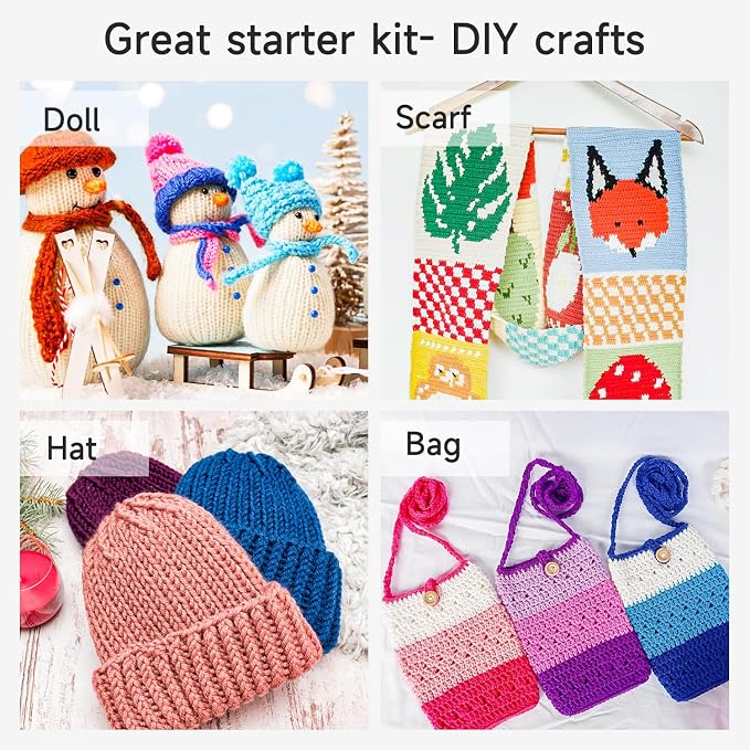 INSCRAFT Crochet Kit for Beginners Adults, 18 Large Acrylic Yarn Skeins 1800 Yards Yarn, 105 PCS Crochet Kit with Hooks Yarn Set,Includes Canvas Tote Bag, Ideal Starter Pack for Professionals