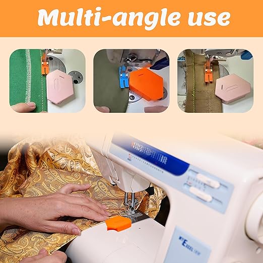 3 Pack Magnetic Seam Guide for Sewing Machine, Upgraded Multifunctional Polygonal Hemmer Guide with Scale, Universal Sewing Accessories Supplies for Magnet Making Machines (3color)