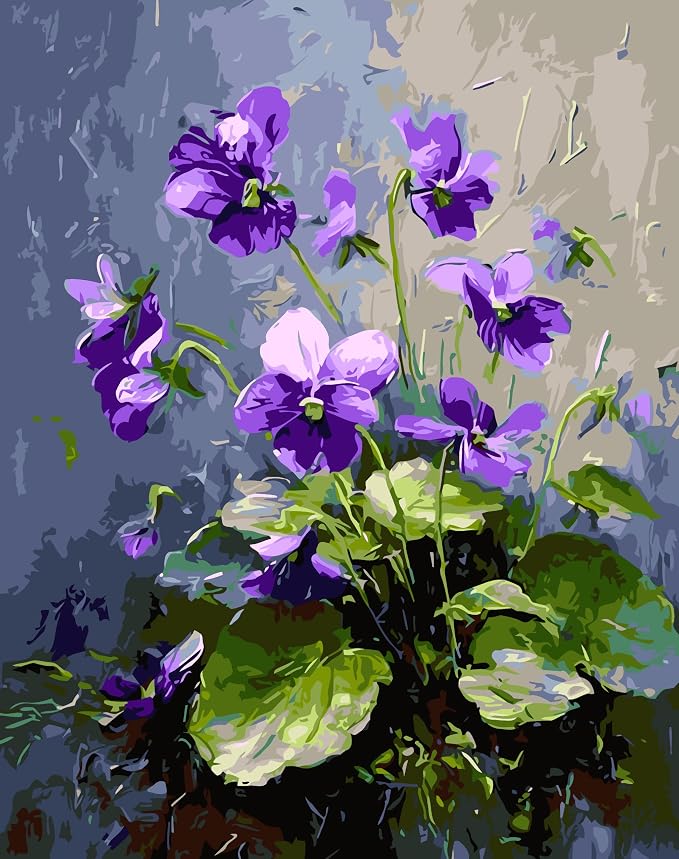Violet Paint by Numbers Kit for Adults Beginner,Wall Crafts 16 X 20 inch | color by numbers for adults,paint canvas,DIY Easy Acrylic Watercolor Oil Colorful Home Decor