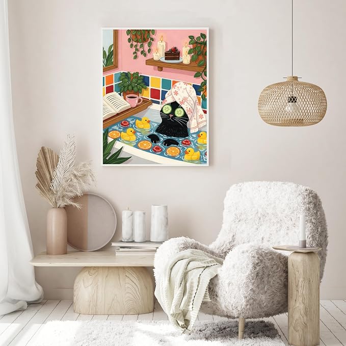 Ycydilirab Black Cat Paint by Numbers Kit for Adults - Black Cat Store Adult Paint by Number,Paint by Number for Adults Wall Art Decor 16×20 Inch