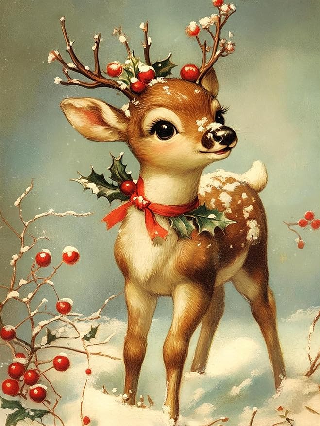 HHMATITS Christmas Deer Diamond Art Kits for Adults 12x16Inch