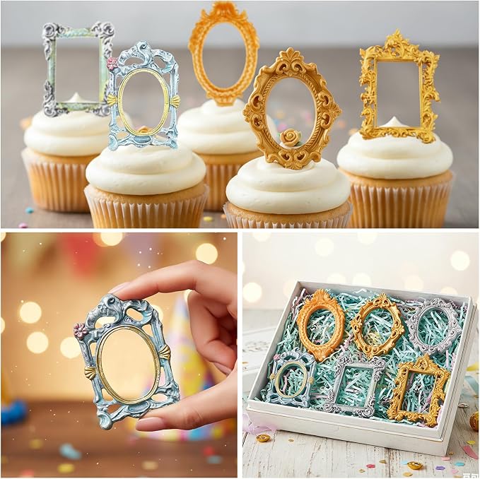 Silicone Frame Chocolate Molds, Vintage Ornate Picture Frame Fondant Molds, for Resin Casting Crafts Cake Decoration Set of 4