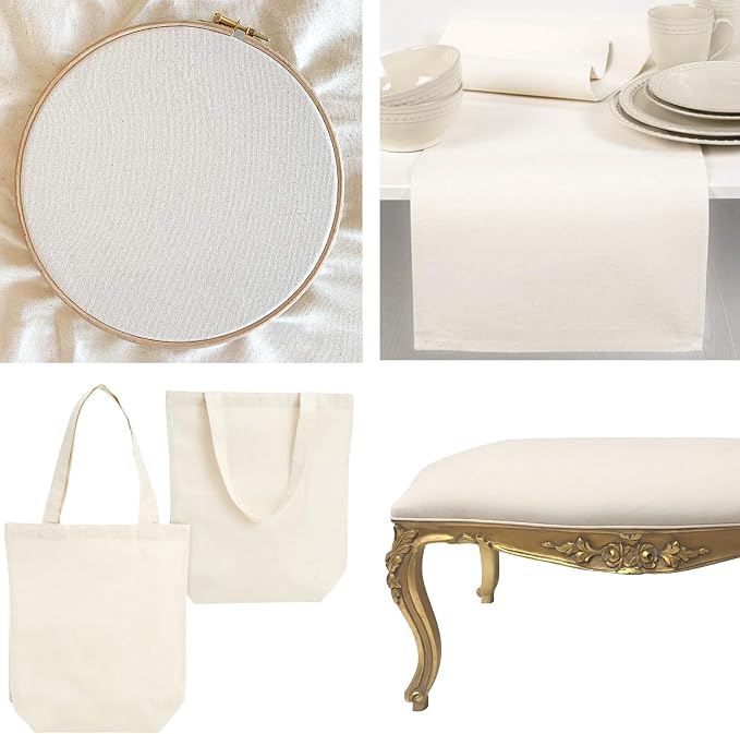Barcelonetta | Canvas Fabric | Cotton Duck | Medium Duty | Natural 7oz | 62'' Wide | Arts & Crafts, Backings, Covers, Placemats (50 Yard Roll)