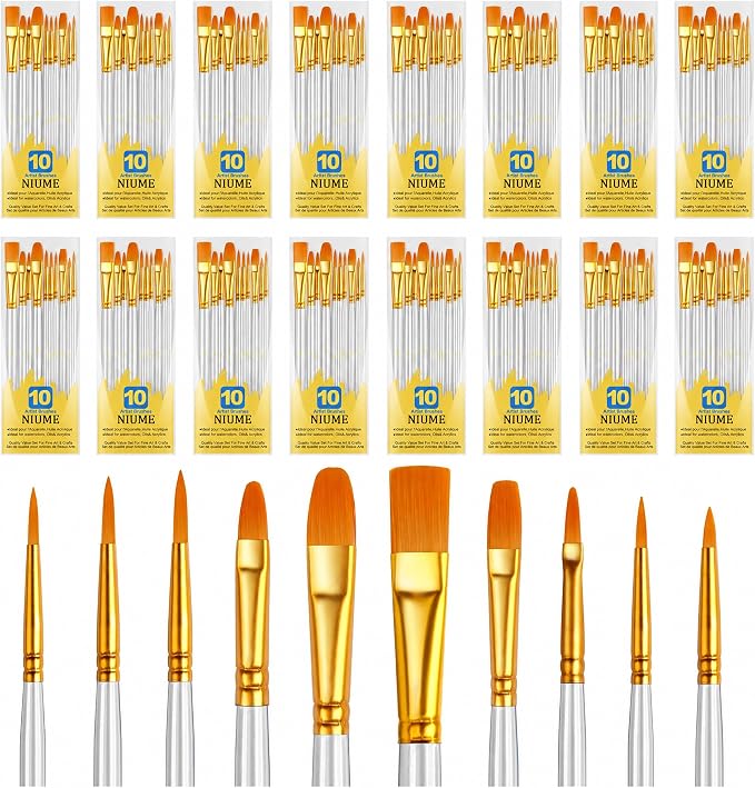 Acrylic Paint Brushes Set, 160Pcs Round Pointed Tip Artist Paintbrushes for Acrylic Painting Oil Watercolor Canvas Boards Rock Body Face Nail Art, Halloween Pumpkin Ceramic Crafts Supplies，White