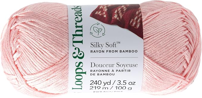 Loops & Threads Silky Soft Yarn - Yarn for Knitting, Crochet, Weaving, and Arts & Crafts - Pink, Bamboo, 3.5 oz