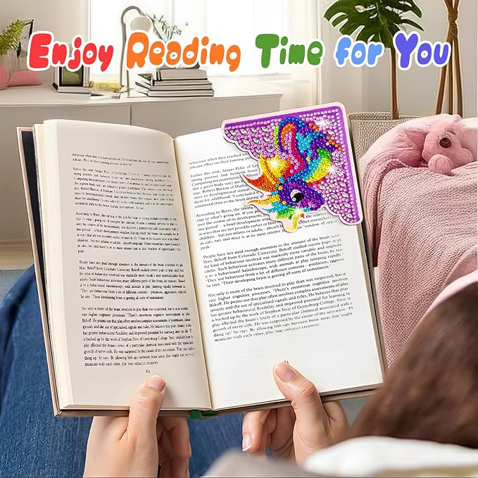 WIVICO 4Pcs Diamond Painting Bookmarks, Diamond Pearl Art Kits for Adults | DIY Diamond Dots Paint By Numbers Kit,Gifts for Book Lovers(Dragon)