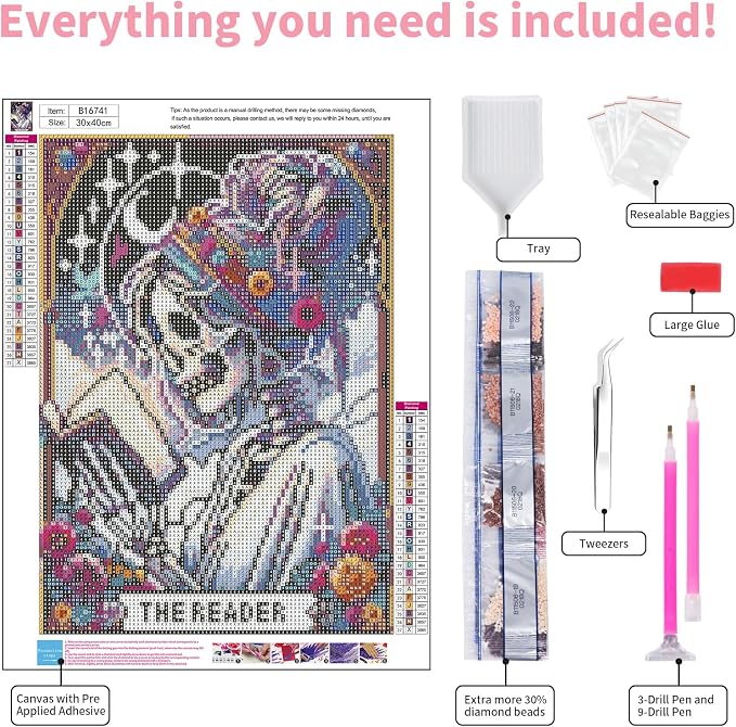 GEEHEIY Diamond Art Kits for Adults, 5D Skull Reader Diamond Painting Kit