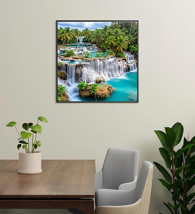 Diamond Art Kits for Adults,Waterfall SceneryDiamond Painting13.8X13.8inch | 5D DIY Full Drill Paint by Diamonds Dot Gem Art Painting Kit,for Home Wall Decor Beginners