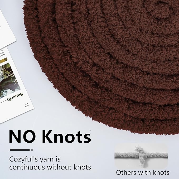 Cozyful Chunky Yarn for Hand Knitting - #10 Chunky Chenille Yarn, Jumbo Big Thick Chunky Yarns for Crocheting, Super Bulky Chunky Knit Blanket Yarns, 8 Skein (22 yds 8 oz Each Skein), Dark Coffee