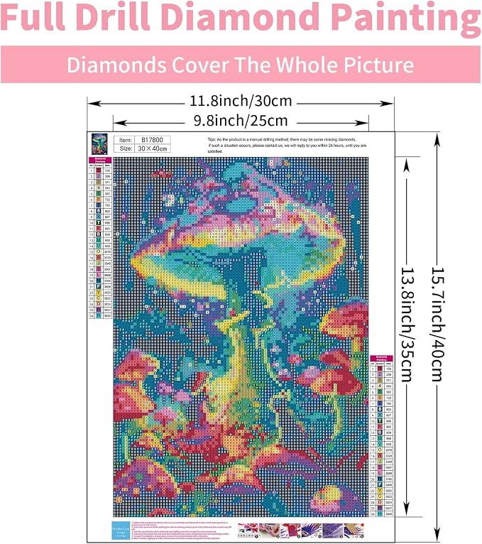 Diamond Art Kits for Adults, 5D Fantasy Mushroom Diamond Painting Kit