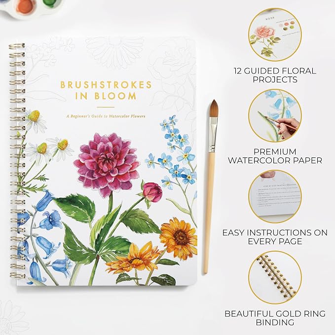 Beautiful Watercolor Workbook for Beginners - Relaxing & Easy to Paint | Easy Water Coloring Book with Floral Designs on Quality Paper - Perfect for Gifting to Spark Creativity and Joy for Adults