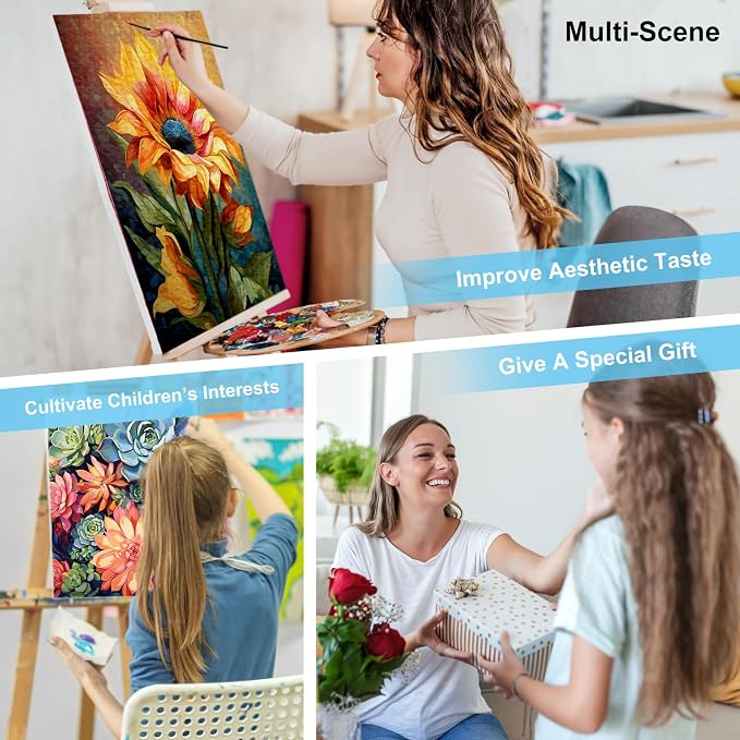 Paint by Numbers Kit for Adults, Succulents DIY Acrylic Canvas Painting Set | 16x20 Inch, Number Painting Craft Kit for Adults, Perfect for Beginners, Home Wall Decor, Stress Relief Relaxing Hobby Gift