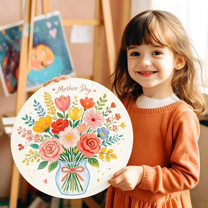 PHOENIX Round Canvas Painting Boards - 8 10 12 Inch/ 3 Pack Each - 9 PK Circle Canvas Boards for Painting - 100% Cotton Flat Triple Primed Blank Canvas for Oil, Acrylic Painting & Crafts