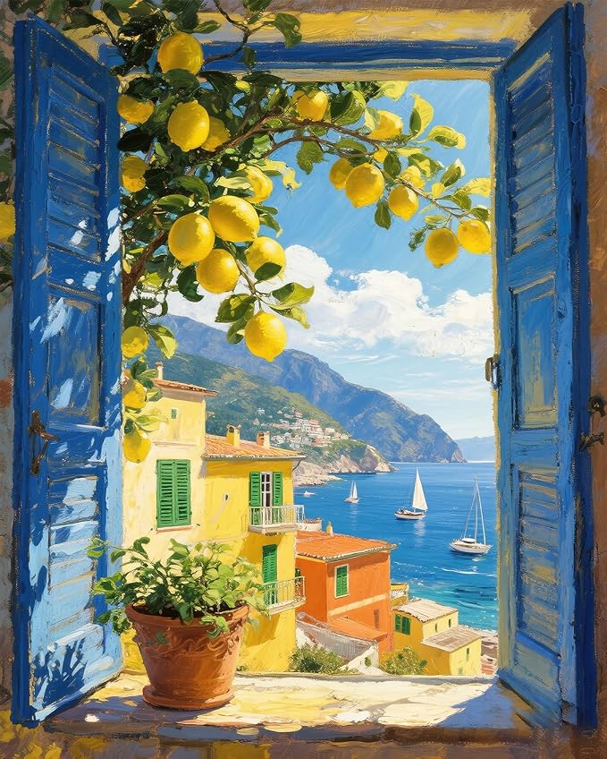 MIRCVSH Lemon Tree Paint by Numbers Kit for Adults,Scenery Oil Acrylic Painting Kits for Adult Beginners on Canvas,Unframed Landscape Paint by Number Kits for Home Wall Decor 16X20 Inch.