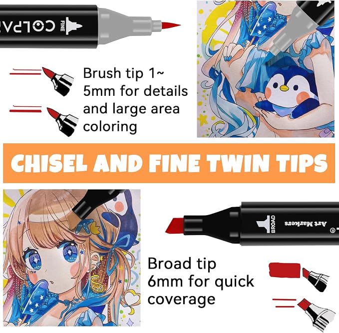 colpart 262 Colors Alcohol Markers Set Dual Tip Art Marker Pens with Pen Holder and Carry Bag for Adult Coloring Painting Supplies Perfect for Painting, Coloring, Sketching and Drawing
